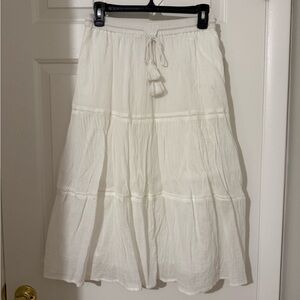 Talbots Tiered Midi Skirt in White